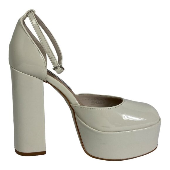 NWT Steve Madden Agata Platform Heels Bone Beige Patent Faux Leather Size 5.5 - Picture 2 of 16